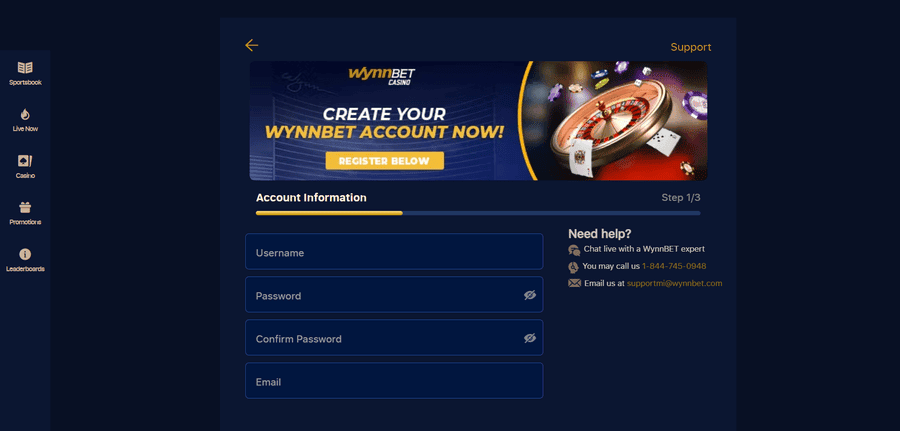 WynnBET Casino Registration